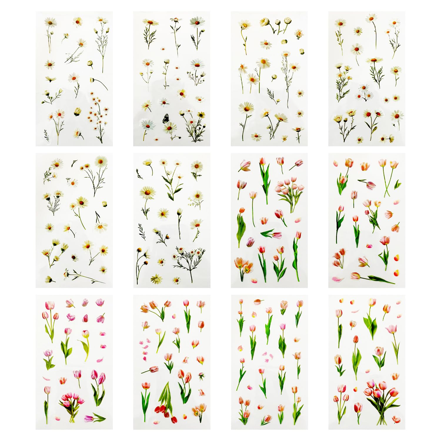 Ysdyy Pink 12 Flower Stickers, Retro Plant Stickers, Waterproof Stickers, Decorate Cards, Envelopes, Computers, Mobile Phone Cases