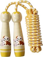 Vista 8 de Cuerda de saltar para niños, cuerda de saltar trenzada de algodón ajustable con mango de madera para niños pequeños, fitness, entrenamiento