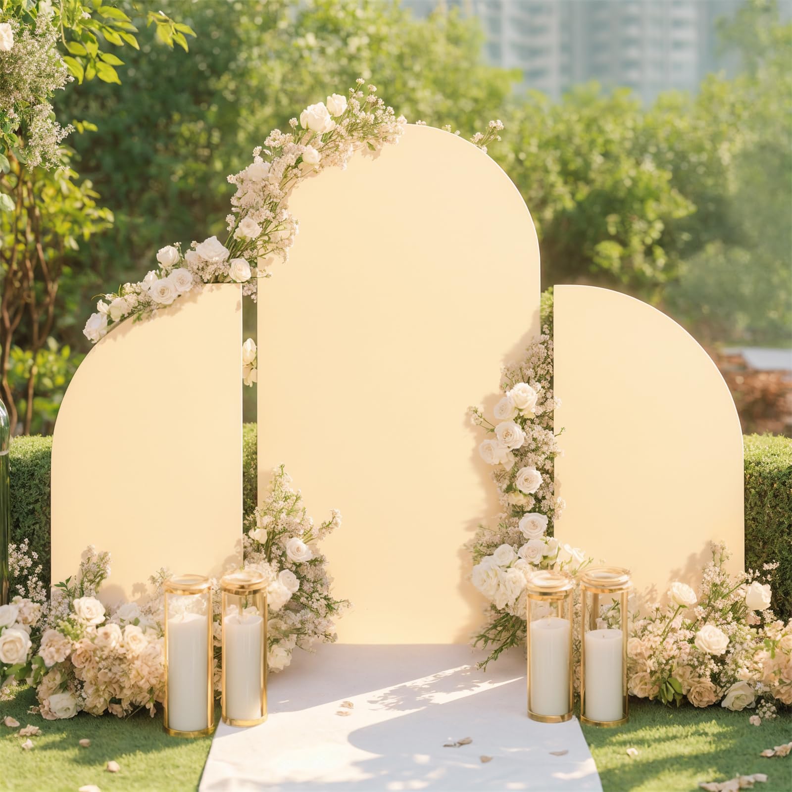 Set Of 3 Wedding Arch Covers – Stretchy 5.9 FT Backdrop Stand Covers For Ceremony, Banquet, Bridal Shower & Party Photo Decor