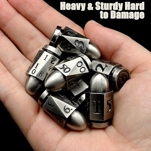 Miniatura 3 de Dados de bala para Calabozos y Dragones, juego de dados de metal D y D poliédricos D y D para juegos de rol, dados Cyberpunk únicos para temas de