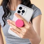 PopSockets Poignée de téléphone avec kiosque à enroulement, poignée adhésive - Rose au néon