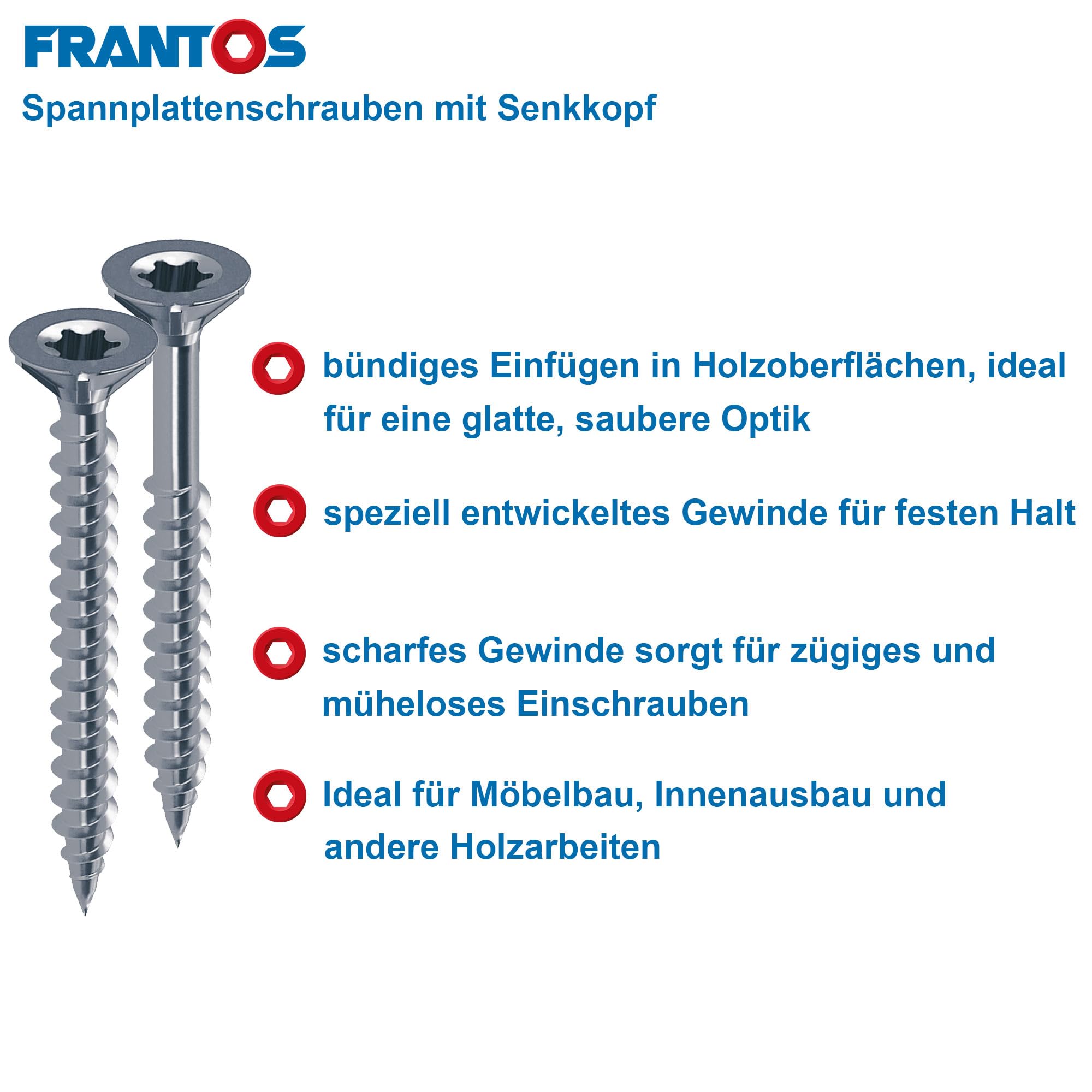 FRANTOS L-BOXX Spanplattenschrauben Sortiment Bundle 5.497 tlg. Holzschrauben (Senkkopf + Panhead) Edelstahl A2 I TX 3,0x16 – M6x80 I inkl. Torx Bit Set