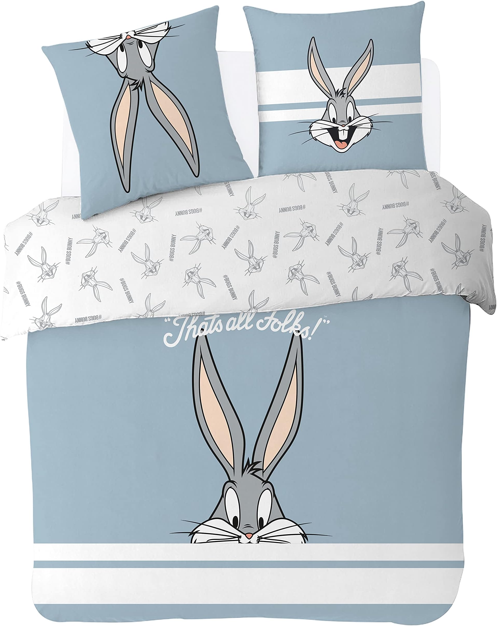 Les Looney Tunes Looney Tunes Teen Duvet Cover Set, Blue, Double, 200 x 200 cm, Cotton, Reine