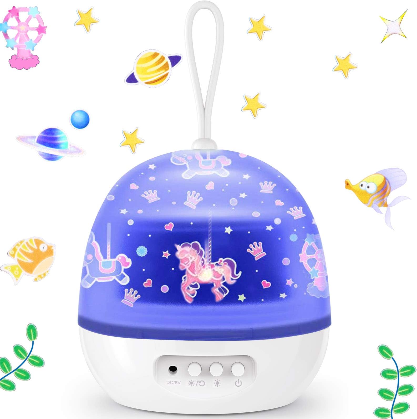 Star Projector Night Light for Kids, Johgee 360 Degree Rotating Star Night Light with 4 Sets of Film, 9 Lighting Effects and 6.6FT USB Cable for Kids Bedroom/Birthday Party, Christrmas Gifts (White)