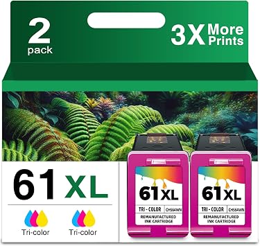 Ubinki 61XL Ink Cartridge Color HP61 HP61XL Replacement for HP Ink 61 XL for Envy 4500 5530 4502 4501 5535 5534 DeskJet 2540 1000 1055 1510 3050 3510 3510 OfficeJet 46 3510 0 463 5 printer tricolor 2