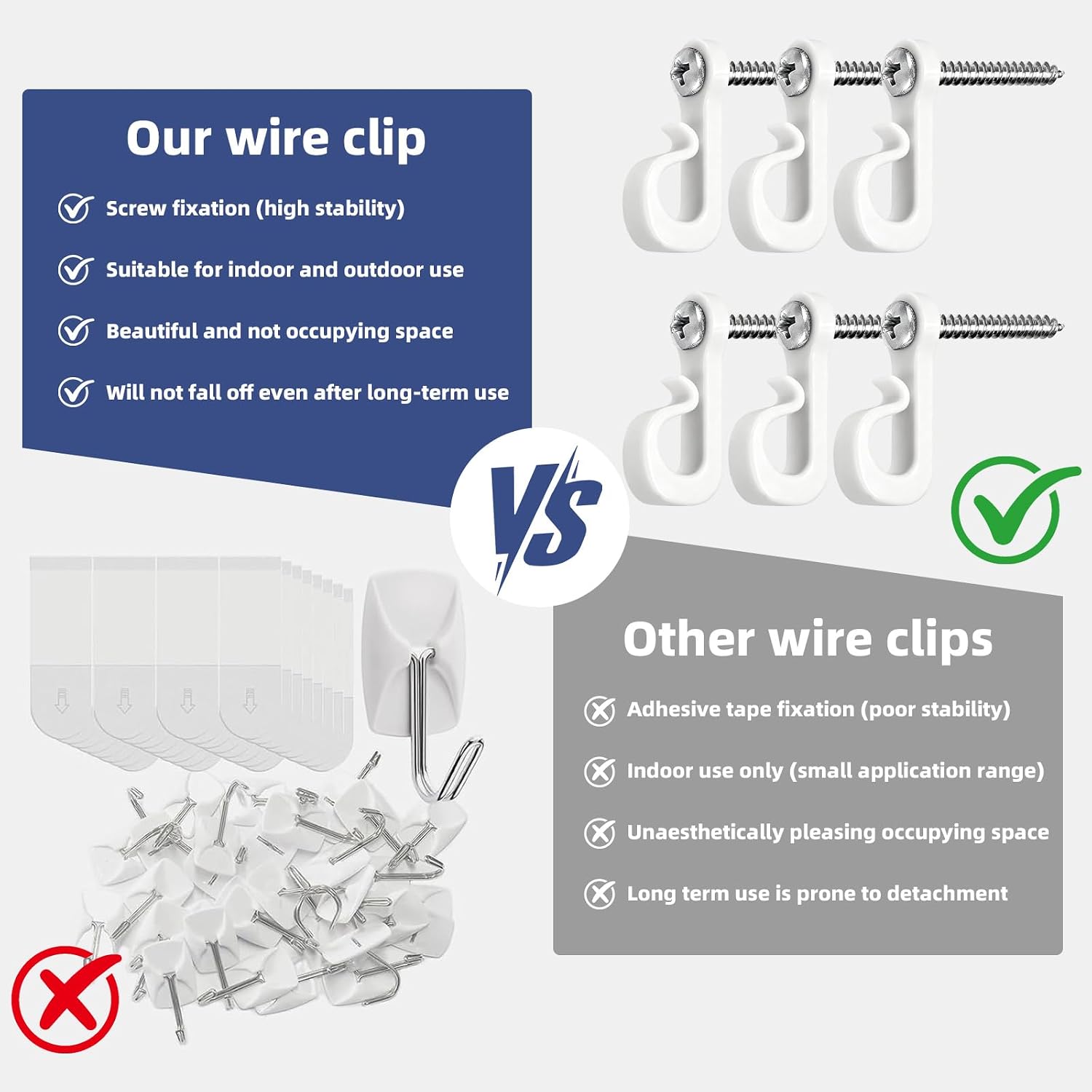 30 Packs White Q Hanger Hooks for Outdoor String Lights, Christmas Light Hooks with Screws and Plastic Anchors, Light Hooks Clips for String Lamp, Wire, Plants Pot, Wind Chimes (White)