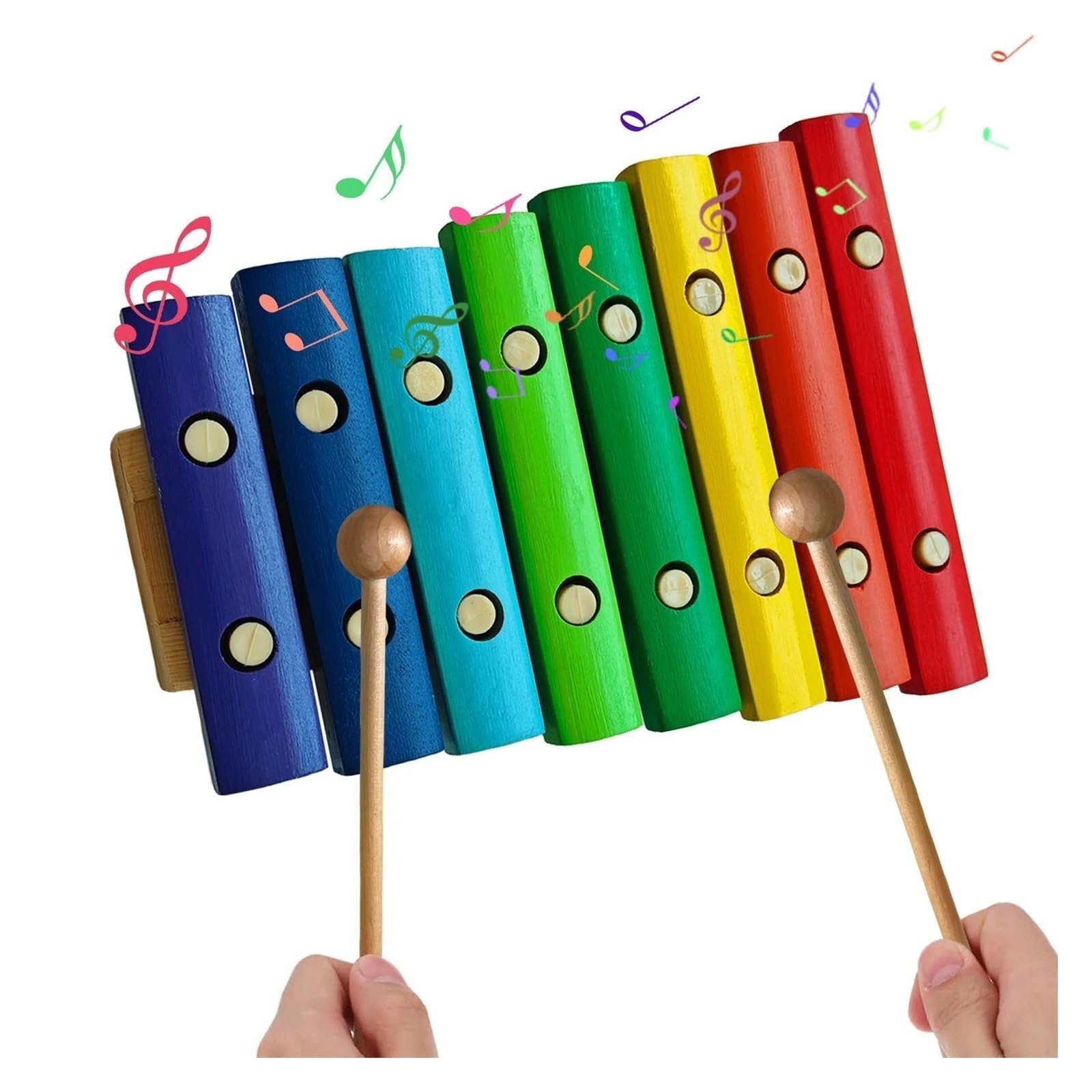 Xilófono Xilófono De Madera Profesional De 8 Notas Instrumento Musical Con 2 Mazos De Madera Teclas Coloridas De Madera De Abedul