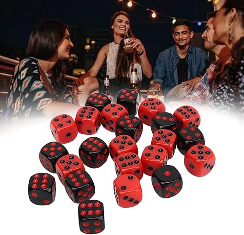 Miniatura 6 de 48 dados de seis caras, dados poliédricos ligeros de plástico negro y rojo para juegos de mesa, juegos interactivos, juegos de cartas coleccionables