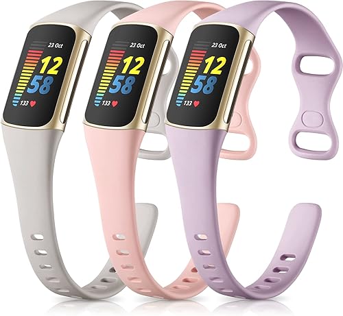 Vista 37 de Maledan Paquete de 3 correas compatibles con Fitbit Charge 5/Charge 6 bandas para hombres y mujeres, correa de repuesto deportiva suave y duradera