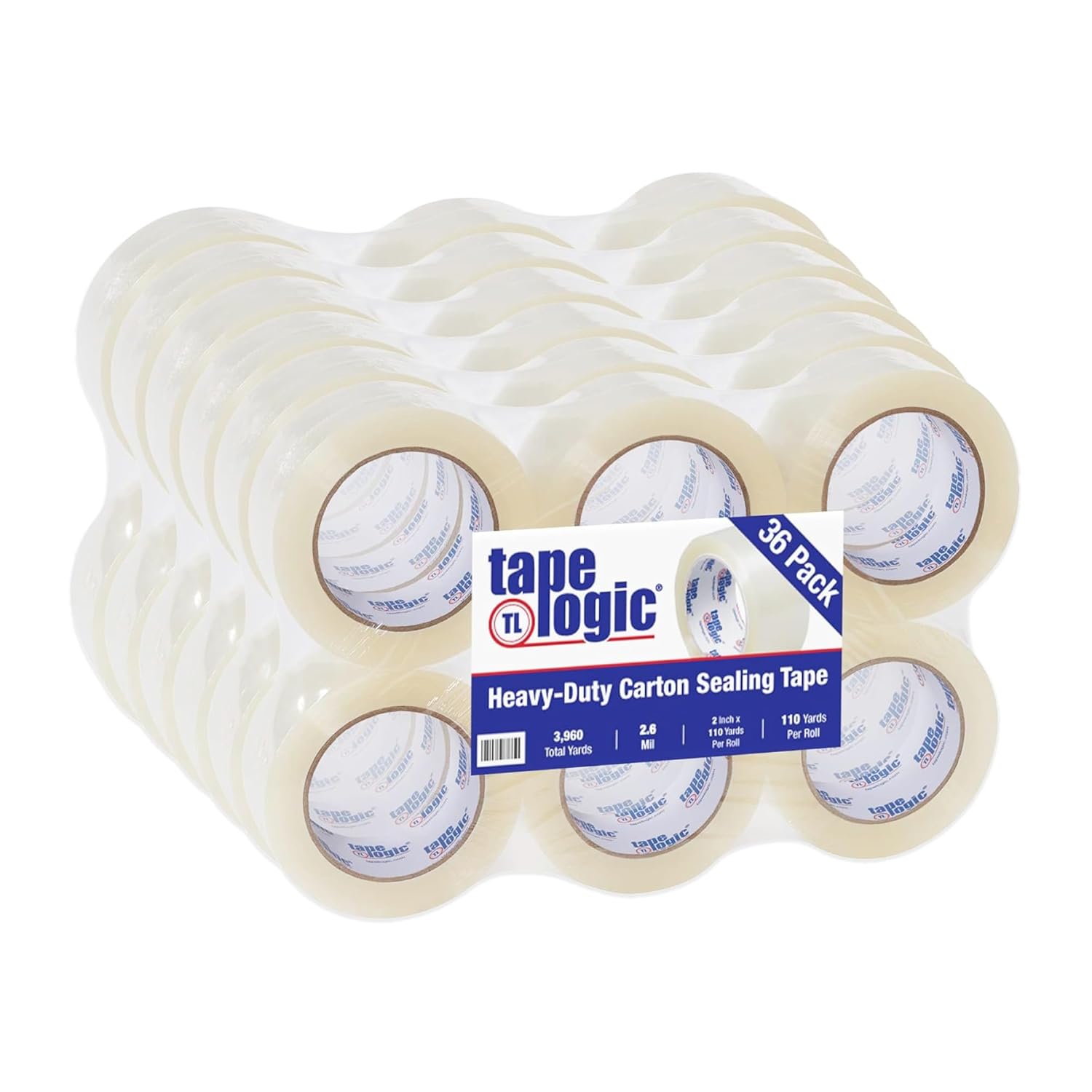 Tape Logic 2" x 110 yds Acrylic Packing Tape 2.6 Mil, Clear (36-Pack) Heavy Duty Packing Tape Rolls for Sealing Boxes at Home, Warehouse, & Office, Supplies for Packaging, Shipping, Moving