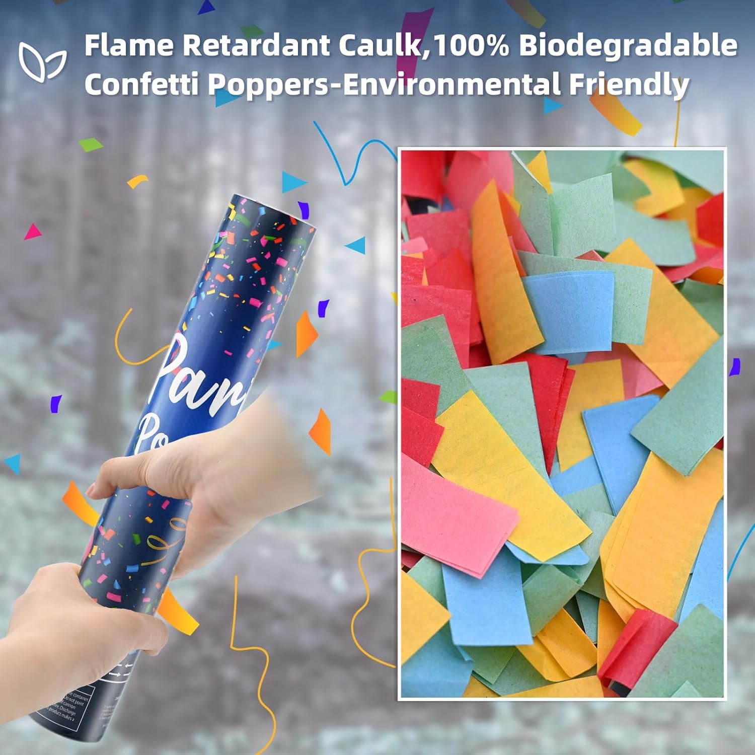 Confetti Cannon Party Popper 12Pack Biodegradable Confetti Popper Cannons 12Inch Multicolor Confetti Shooters for Wedding Graduation Birthday 4th of July New Year Christmas Party Supply Celebration