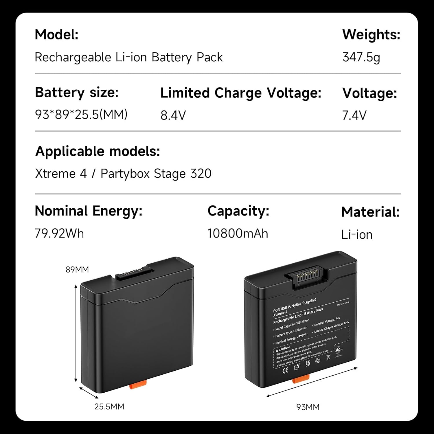 CITYORK 10800mAh Replacement Battery for PartyBox Stage 320 and Xtreme 4 Speaker, High Performance Rechargeable Battery 400