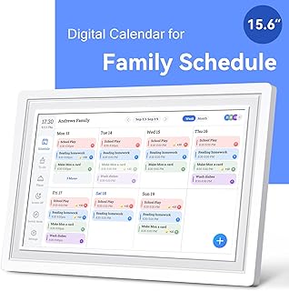15.6" Larger Smart Digital Calendar Chore Chart, Full HD Wall Planner for Family Schedules, Smart Family Planner, Hearth Display Digital Calendar Wall & Desk Mountable for Seamless Scheduling