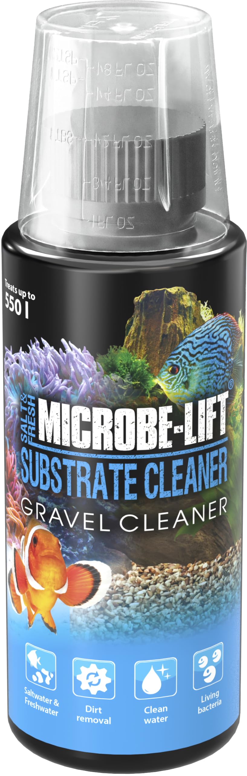 Aquarium substrate cleaner, ARKA Substrate Cleaner 118 ml, removes sludge & detritus from gravel & substrate
