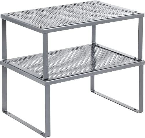 SONGMICS Spice Racks, Set of 2 Metal Cabinet Shelf Organizers,