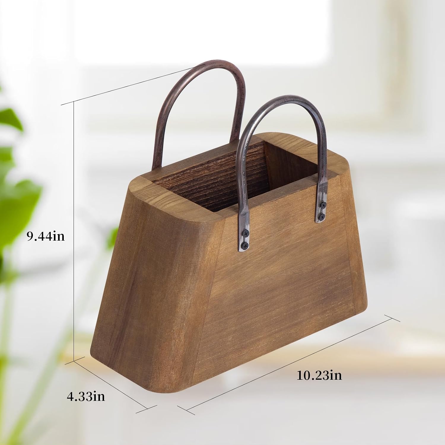 Farmhouse Wooden Flower Basket, Handmade Handbag-Shaped Rustic Decor for Kitchen, Wedding, Party, Table Centerpiece