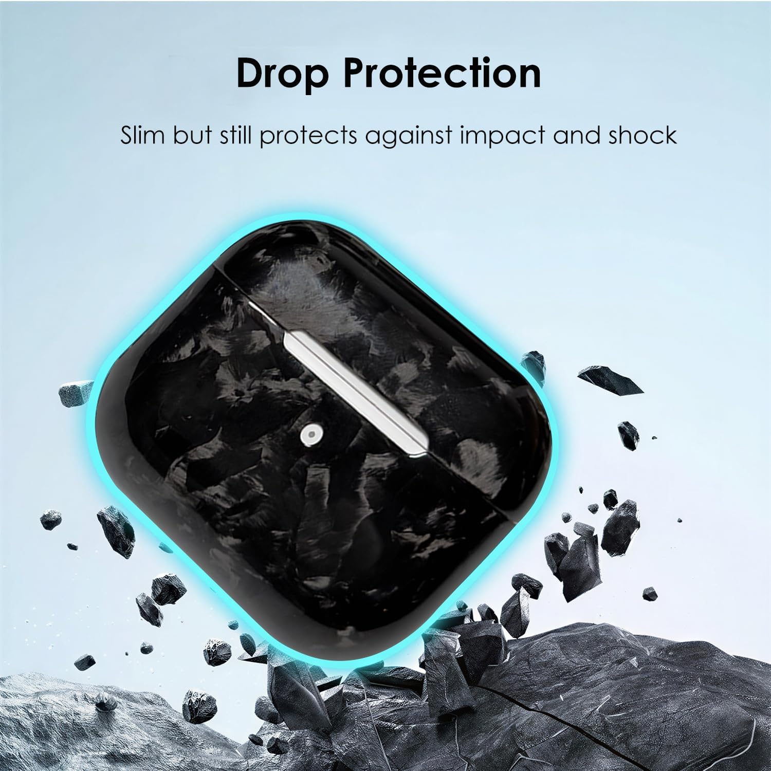 Real Forged Carbon Fiber Case for AirPods Pro 2 (2022 Release) - Ultra-Thin & Lightweight Hard Shell Protective Cover - Supports MagSafe/Wireless Charging - Glossy Black