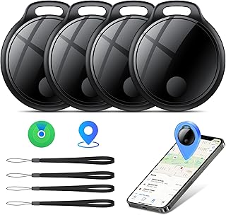 Air Tracker Tags-4 Pack: Smart Bluetooth Tracker, Compatible with Apple Find My APP (iOS Only) Replaceable Battery, IP67 Waterproof, Suitable for Luggage, Wallets, Backpacks, Keys…