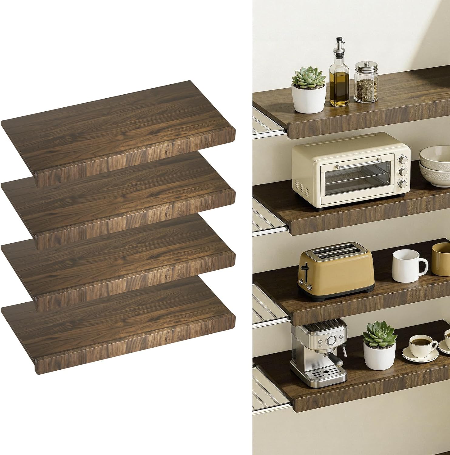 Wire Shelf Covers, Bamboo Wire Rack Covers for Pantry Shelves, Easy to Assemble Wooden Closet Wires Shelving Cover, 0.6 Inches Thick Waterproof Durable Shelf Dividers for Kitchen, 24 * 16 Inches