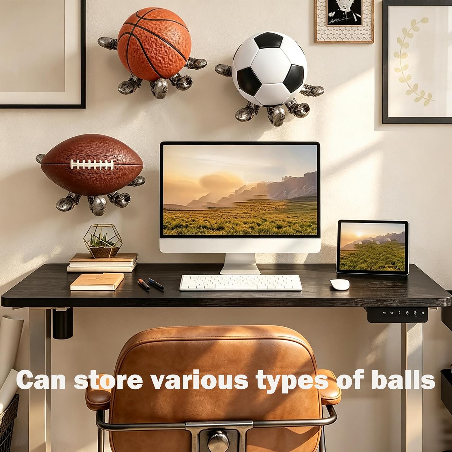 Basketball Holder, Hand Sculpture Ball Holder Wall Mount Art Decor Stand Storage Rack, Man Cave Decor & Space-Saving Rack for Basketball, Soccer, Sports Enthusiasts Gift Ideas for Men Boys image 2