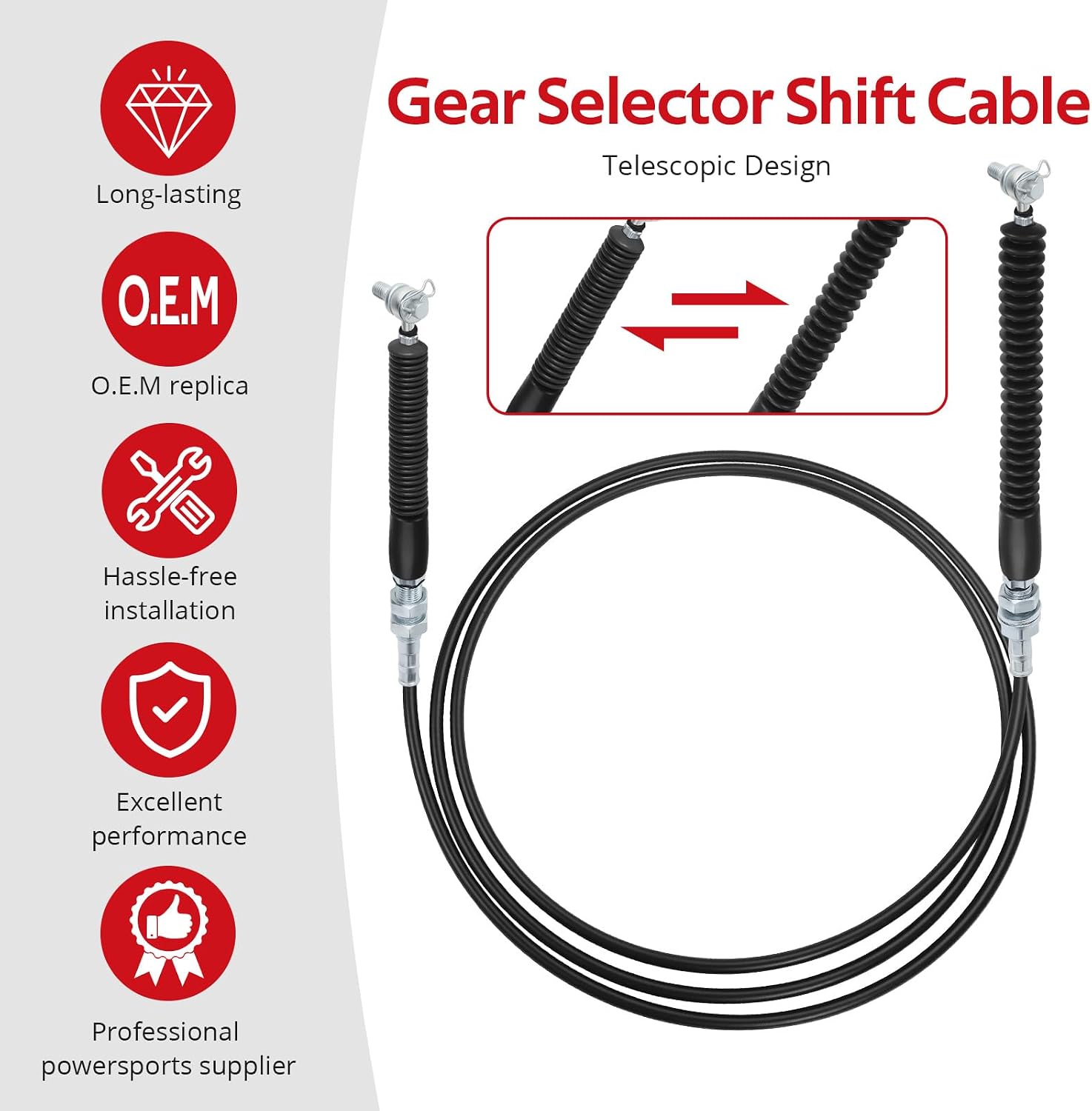 JAVIK Gear Selector Shift Cable for Polaris Ranger 500 Ranger 800 Crew/Crew EPS 2010-2014 O.E.M# 7081615