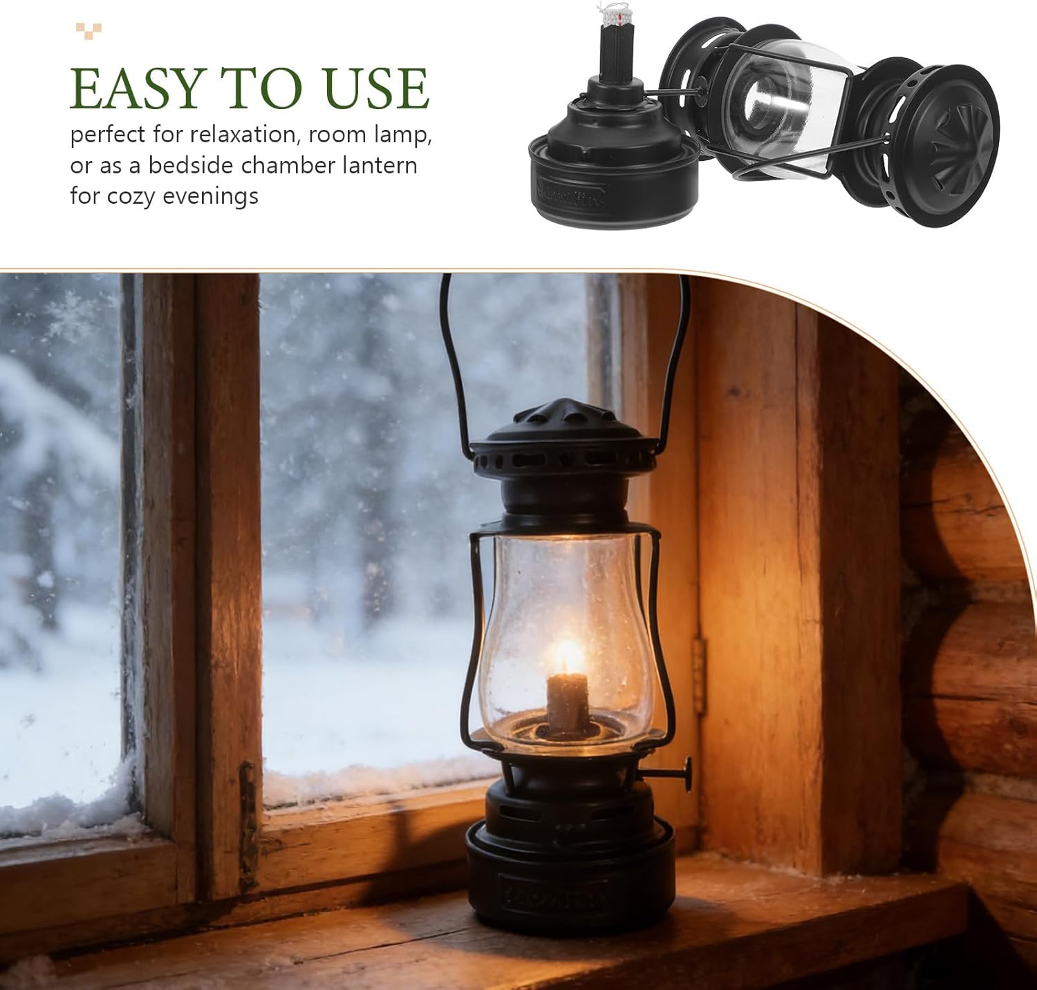 1 Set Kerosene Oil Lanterns - Old Fashioned Metal Camping Hurricane Lantern with Carry Handle - Windproof Oil Lamp for Outdoor Picnic Camping Indoor Use