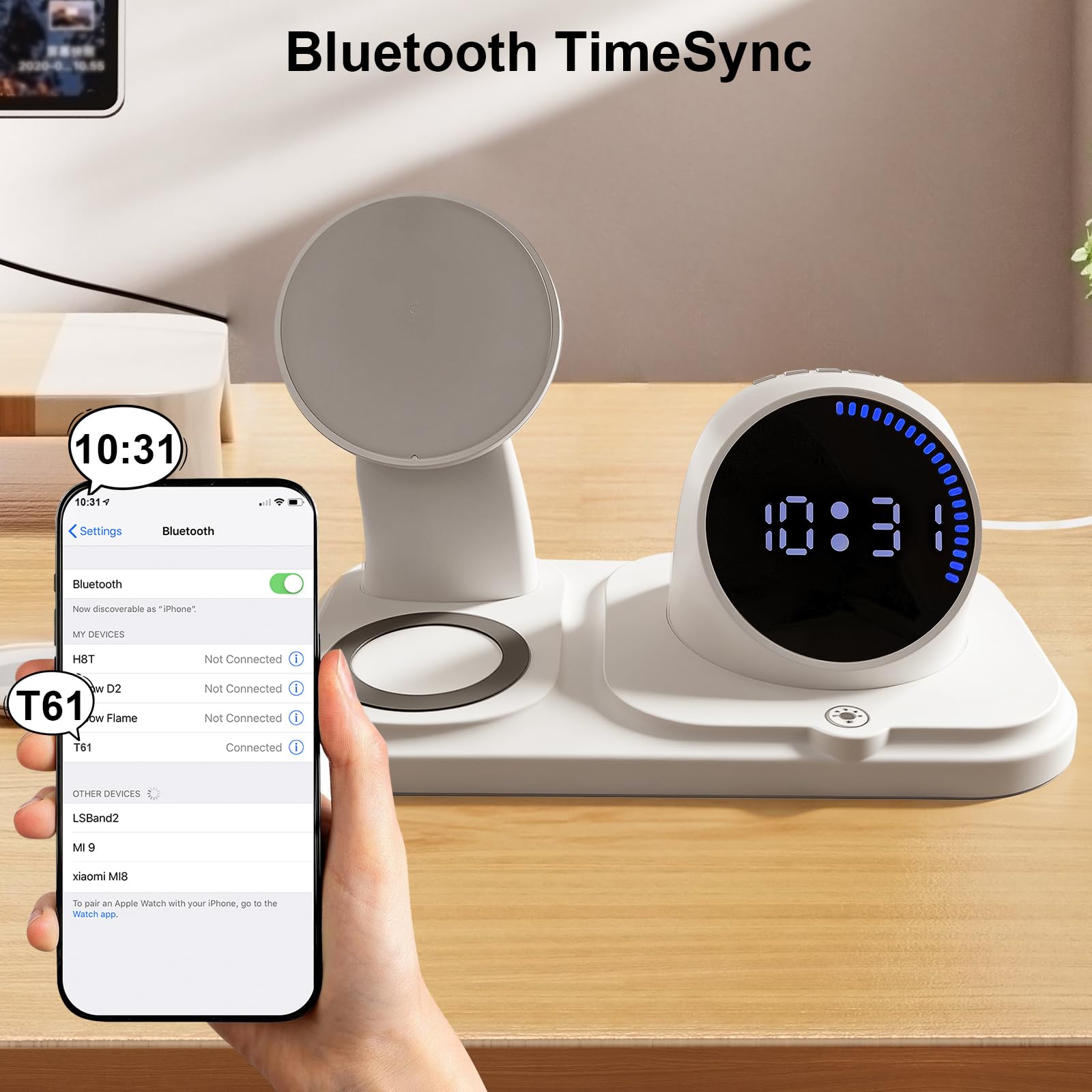 Chargeur sans Fil 6 en 1 pour iPhone avec Enceinte Bluetooth,Station de Charge Rapide pour iPhone 17/16/15/14/13/12/11/Pro/Max/Plus, pour Apple Watch et AirPods