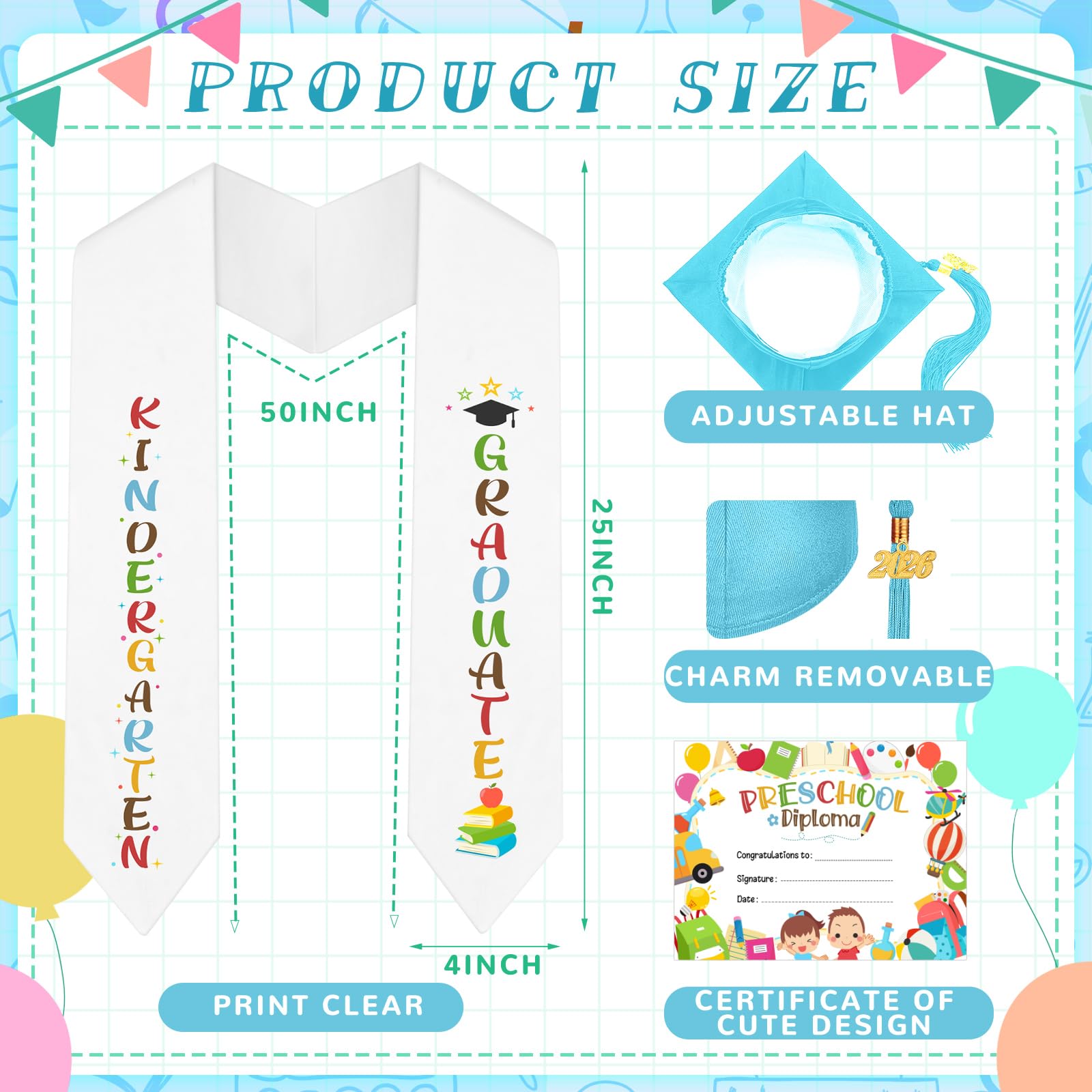 Snapklik.com : Sureio 6 Pcs Kindergarten Preschool Graduation Cap And ...