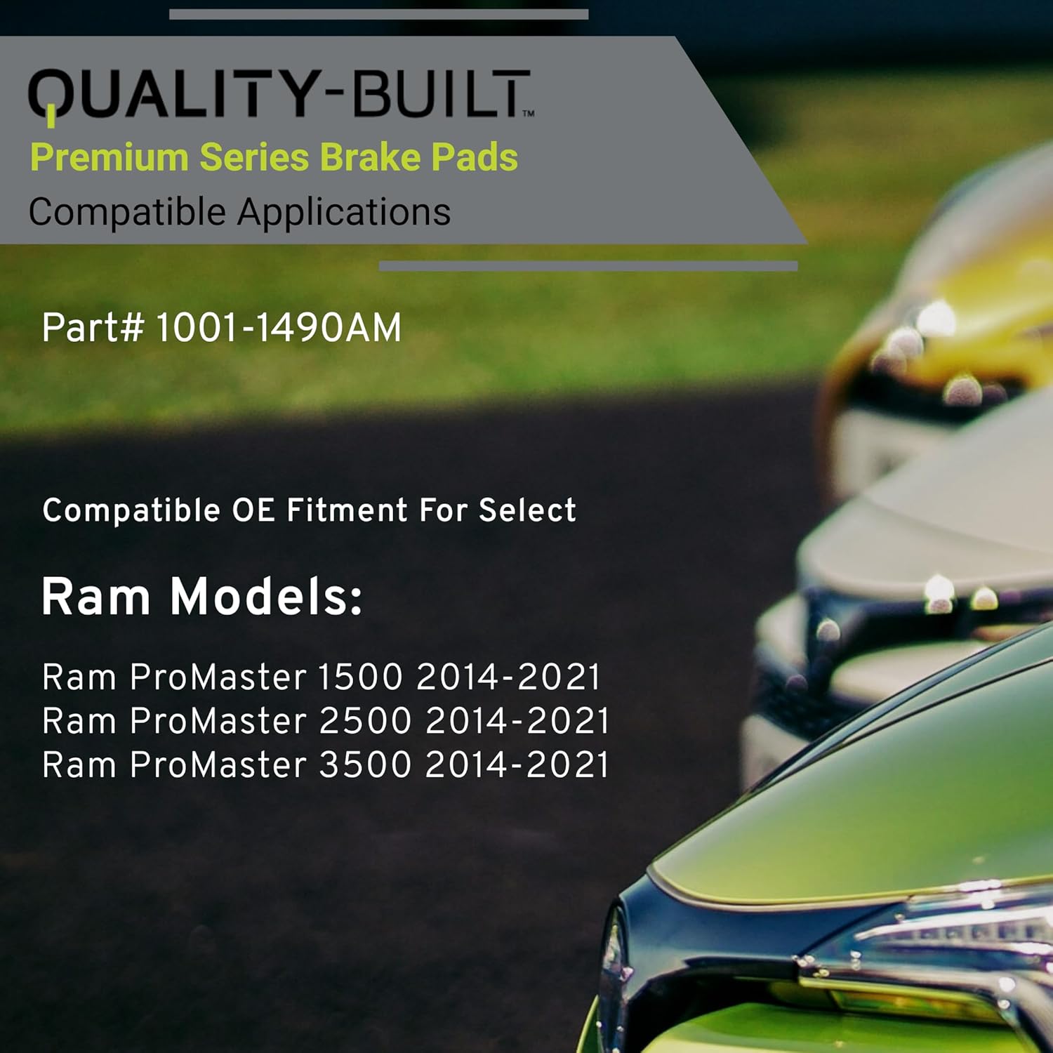 QUALITY-BUILT Rear Semi-Metallic Brake Pads, Premium 1001-1490AM, Compatible with 2014-2021 Ram (ProMaster 1500,ProMaster 2500,ProMaster 3500)
