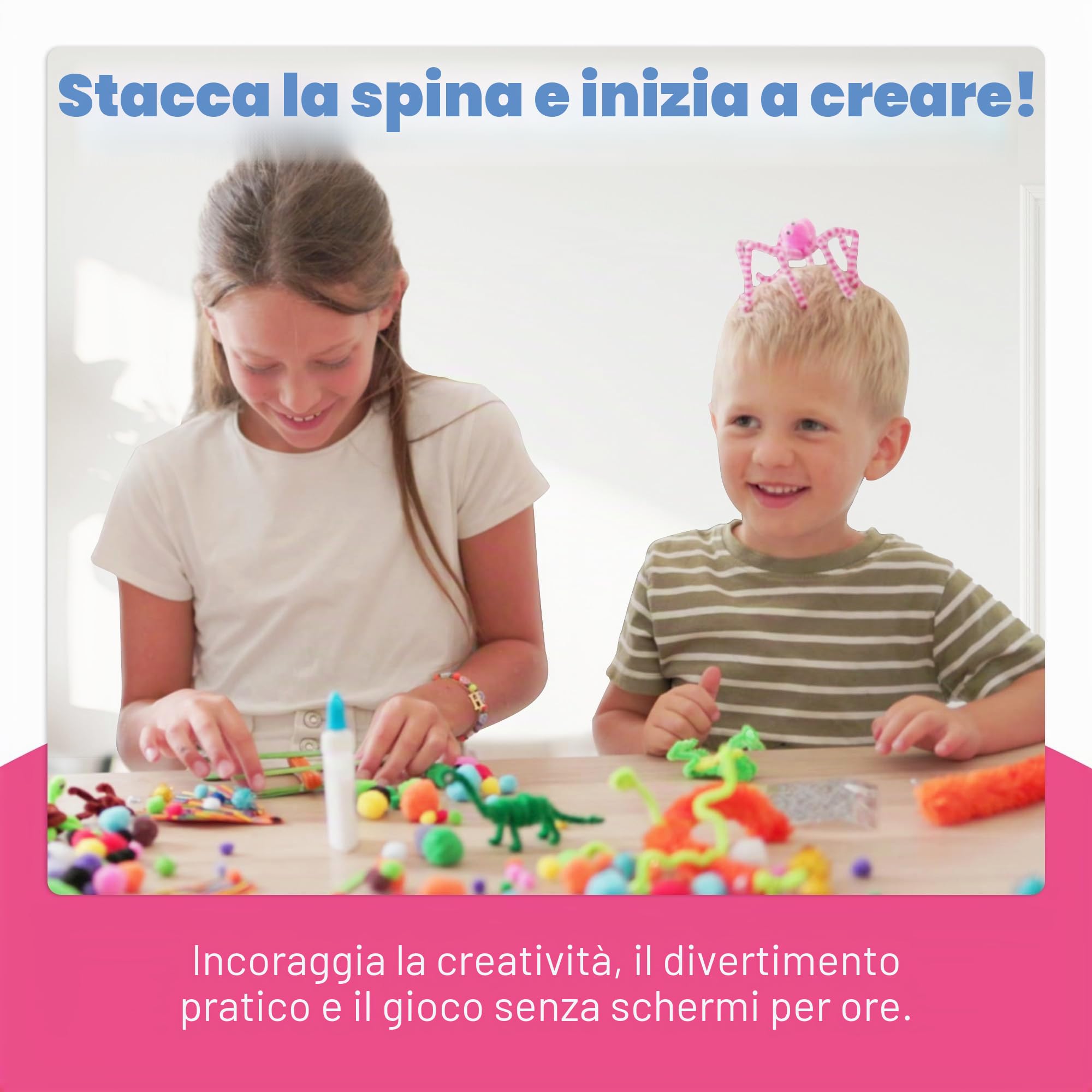 Blue Squid Artigianato – 3000 pezzi Deluxe Craft Supplies Box con 2 cassetti, 18 scomparti, manico robusto, kit artistico scolastico per bambini, ragazze, ragazzi età 4 5 6 7 8 9 10 11 12