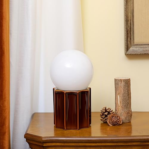 Miniatura 2 de Lámpara de mesa de cerámica moderna Base de cerámica marrón Jade blanco bola redonda cristal acento lámpara