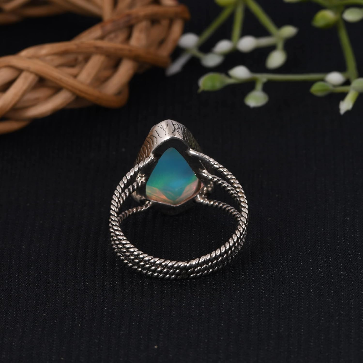 Aurora Opal White Ring, Handmade Ring 925 Sterling Silver Ring, Best Friend Bridesmaid Proposal And Wedding Engagement Gift For Her