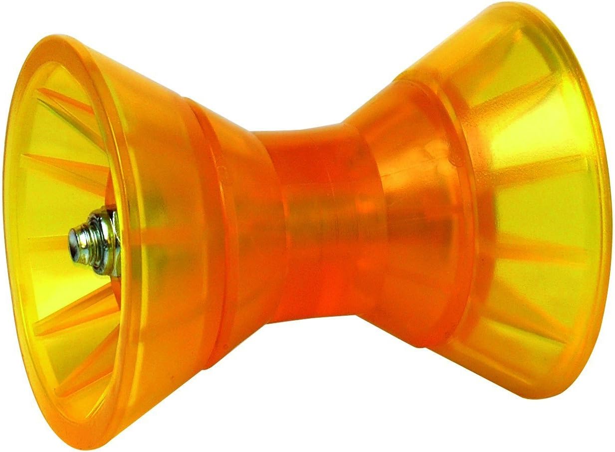 Tie Down Engineering PVC Roller Assembly with End Bells | Amber 3 inch Bow Roller with 1/2 inch Shaft | Boat Trailer Parts & Accessories | Replacement Boat Rollers for Trailer