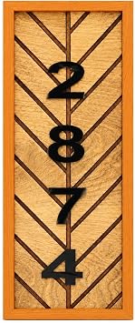 Custom Herringbone House Number Sign, Personalized Wooden Address Plaque with Acrylic Numbers, Rustic Vertical House Numbers for Outdoor Wall Decor