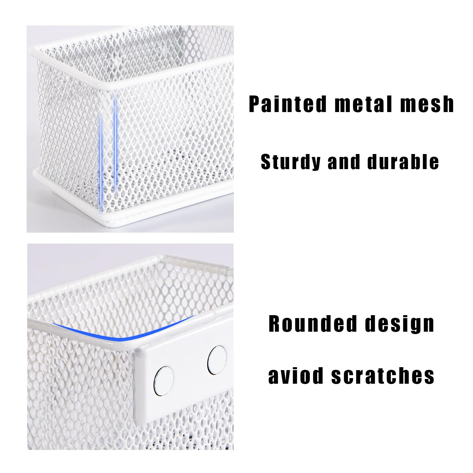 Yeeco Magnetischer Korb-Organizer – Weiß, 36x10x18 Cm, Mit 4 Haken, Stark Magnetisch