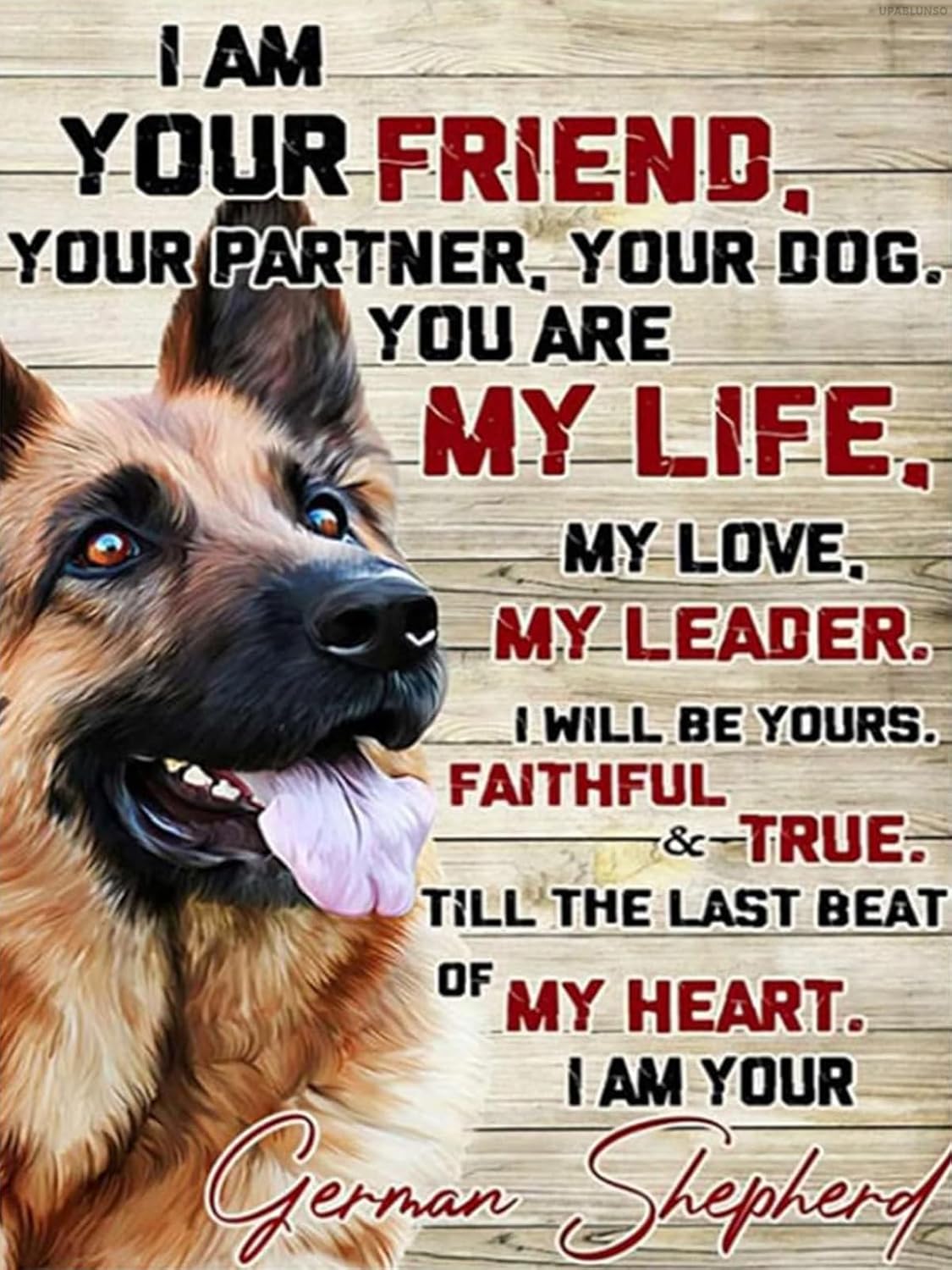 UPABLUNSO I Am Your Friend German Shepherd Dog 5D Diamond Art Diamond Painting Kits for Adults Paint by Number for Home Recreation and Wall Decoration 12x16 Inch