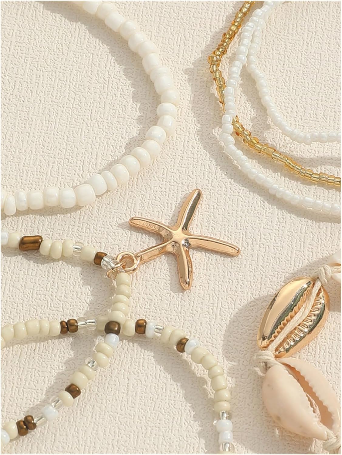 Milumia Women's 7 Piece Shell Beaded Bracelets Boho Beach Layered Bracelet - Image 3