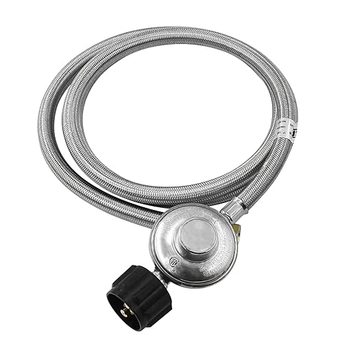 Miniatura 1 de MENSI Pozo de fuego de gas propano de 6 pies, parrilla de barbacoa, estufa de campamento, calentador QCC de baja presión máxima de 12 PSI con