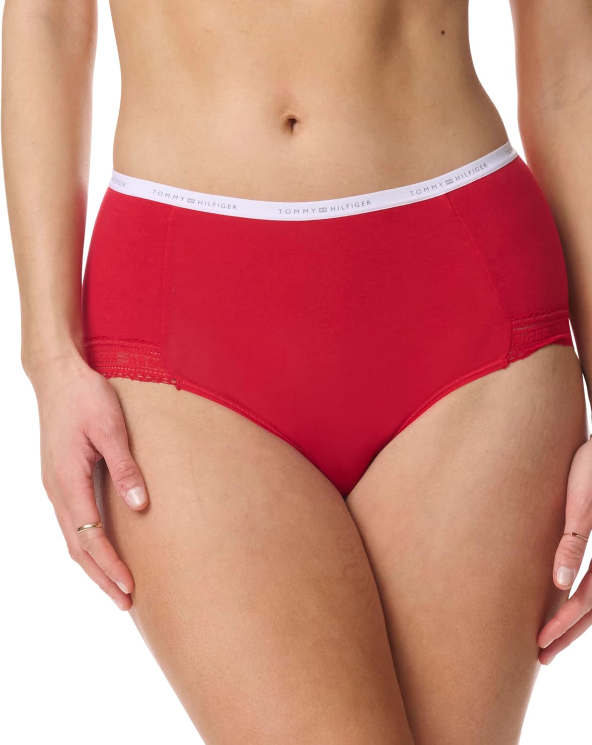 Tommy Hilfiger womens Logo Waistband Lace Trim Cotton Brief 6 Pack - Image 2