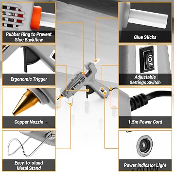 Hot Glue Gun Full Size: DEKOPRO 60/100Watt Dual Temp Hot Glue Gun Kit with 25 Glue Sticks, Organize Storage Case, Heavy Duty Heat Glue Gun Tool Set for Home Repair, Art & Crafts, DIY