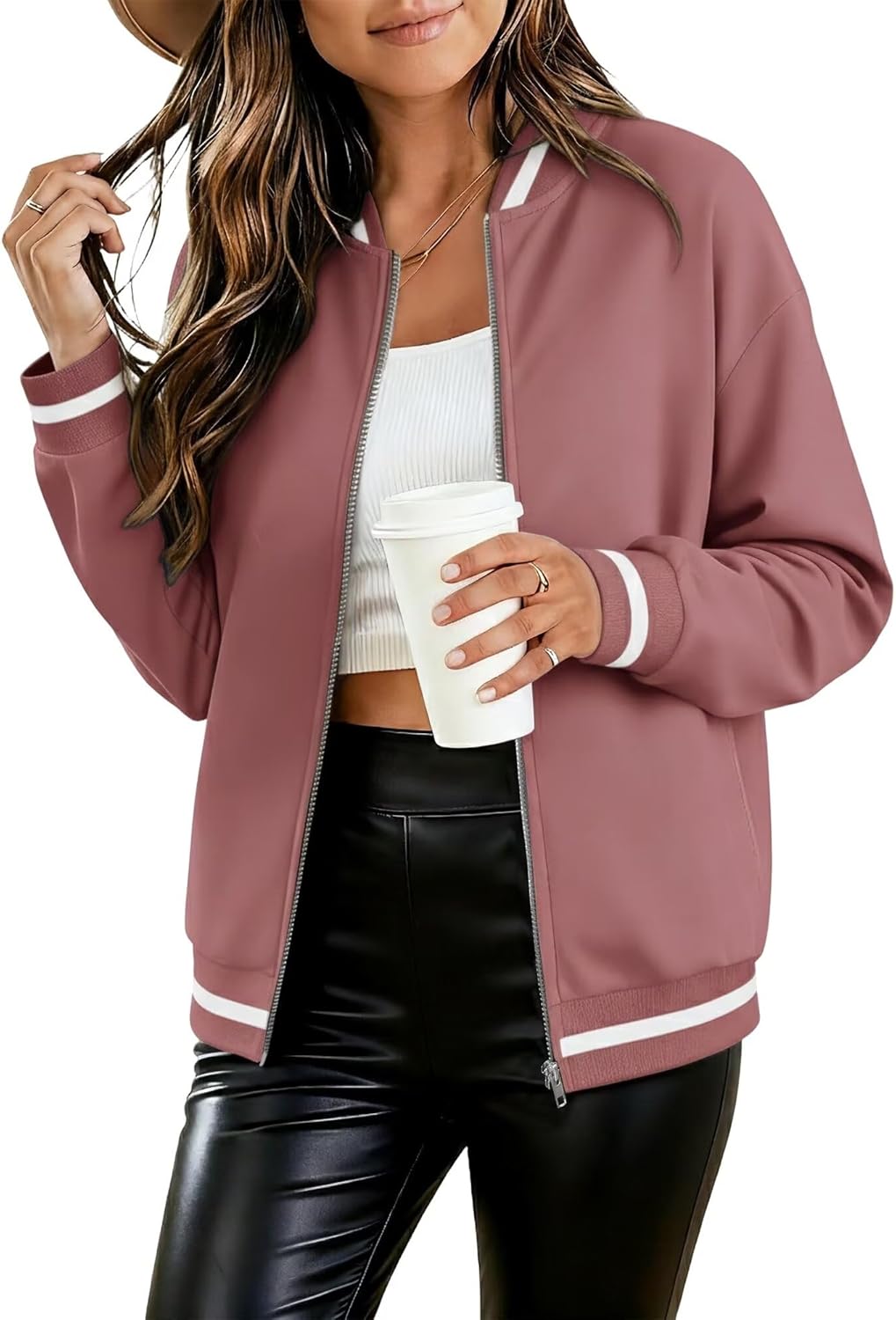 KISSMODA Women Windproof Jacket Zip Up Overcoat Lightweight Casual Long Sleeve Coat Fall Fashion Outfits with Pockets S-XXL - Image 3