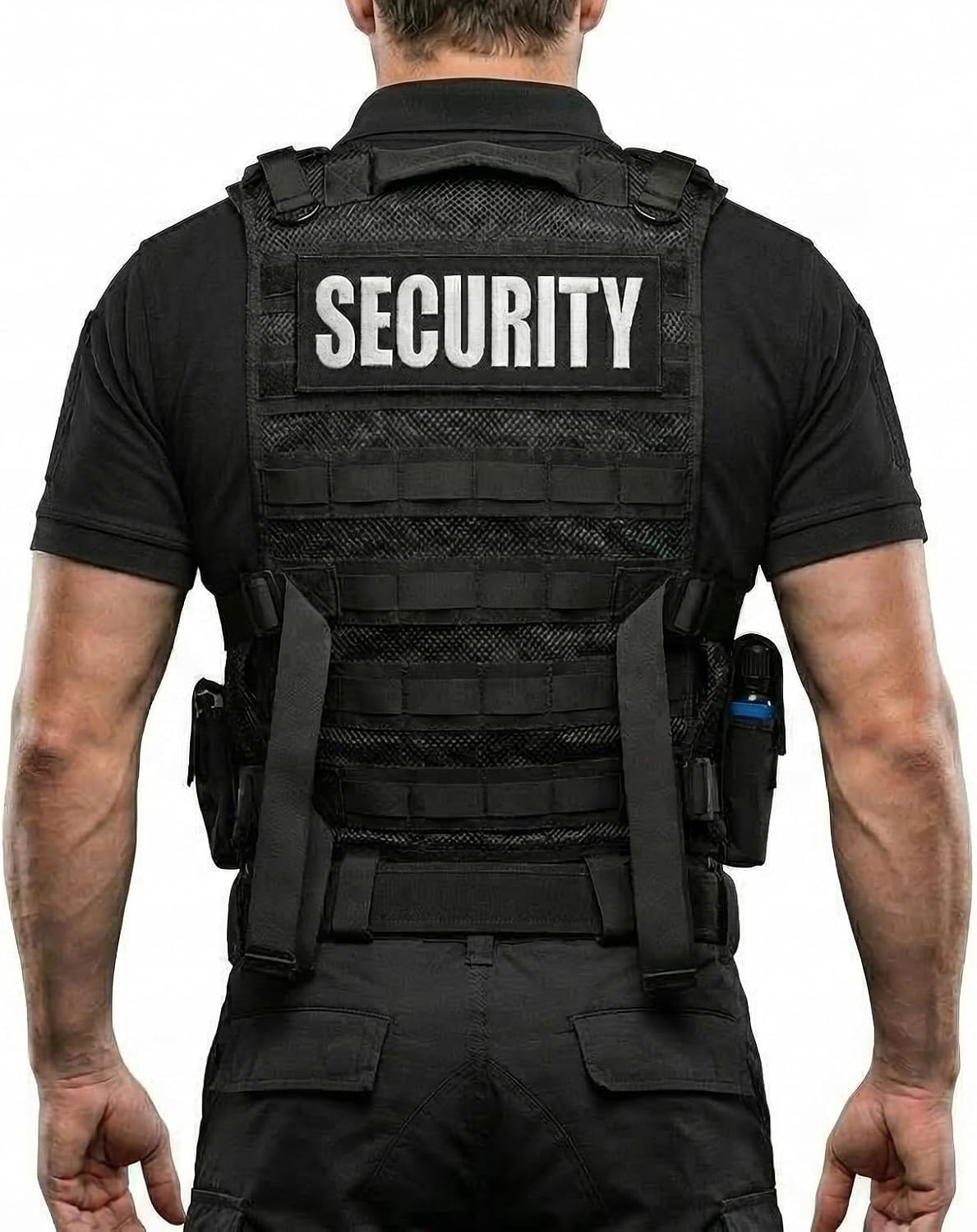 First Class Tactical Vests with Security ID Gold,Tactical Vest Outdoor, Breathable Training AirSoft Subcompact Black Vest