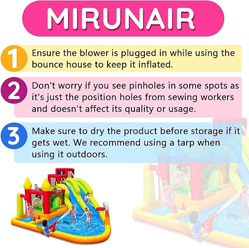 Miniatura 4 de Casa inflable de rebote con toboganes, tobogán acuático inflable para patio trasero de niños, Prak de agua de rebote con soplador de aire, piscina