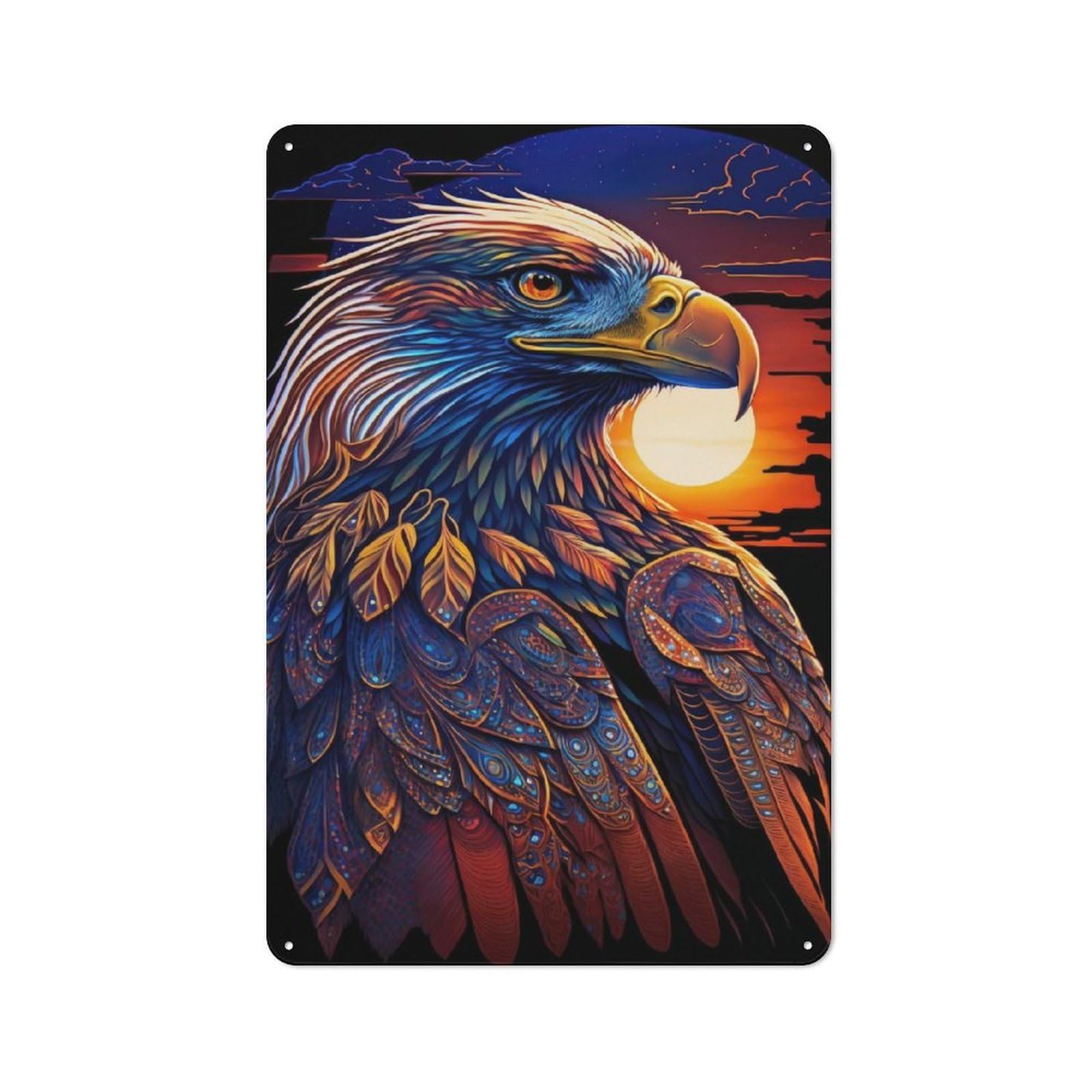 Eagle Art Series Style 1 Rustic Metal Wall Decor 30x20cm, Metal Wall Sign for Pub, Home Bar, Shed Or Man Cave