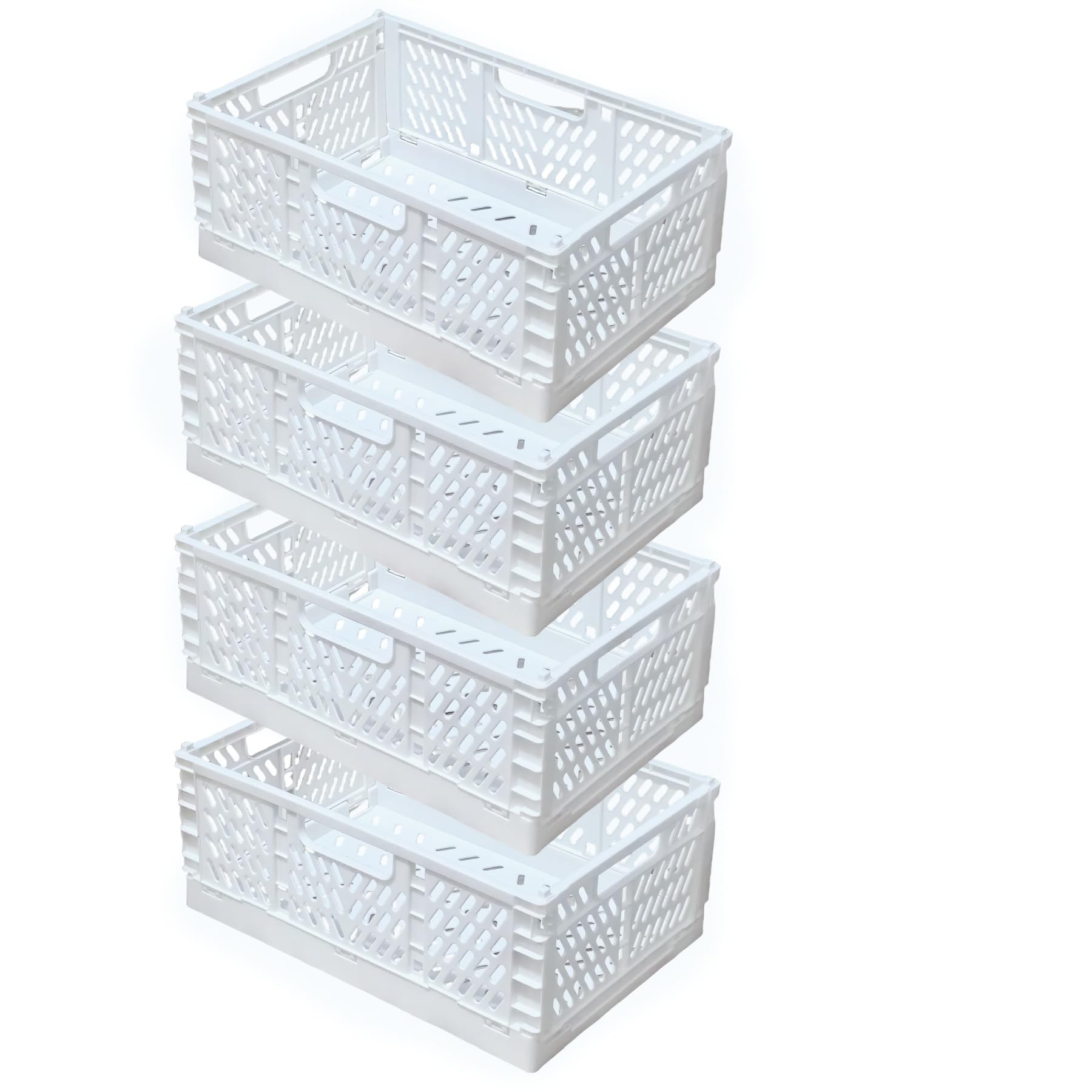 Cestino Portaoggetti Pieghevole Impilabile Plastica Cucina Bagno Ufficio Bianco 30x20x12cm