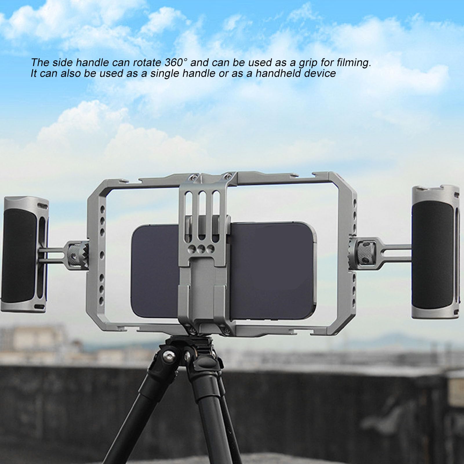 Garsent Gabbia Video per Telefono, Kit Video per Smartphone con Doppia Impugnatura in Silicone, Custodia Cinematografica per Telefono con Espansione Multiinterfaccia per Videomaker,
