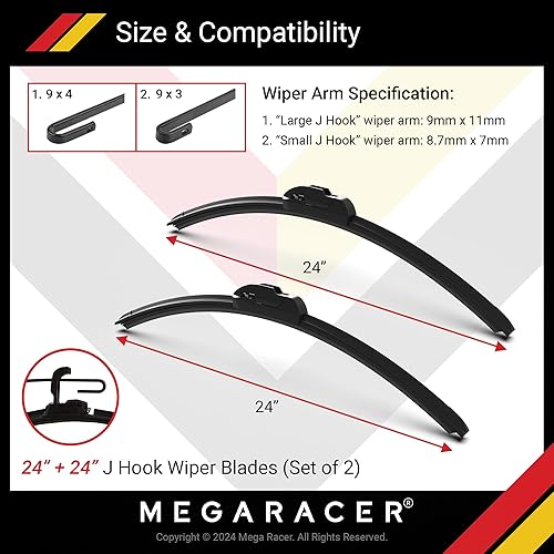 Miniatura 5 de Mega Racer Limpiaparabrisas para todas las estaciones de 24 pulgadas, ajuste específico del vehículo, repuesto automotriz con calidad OEM,