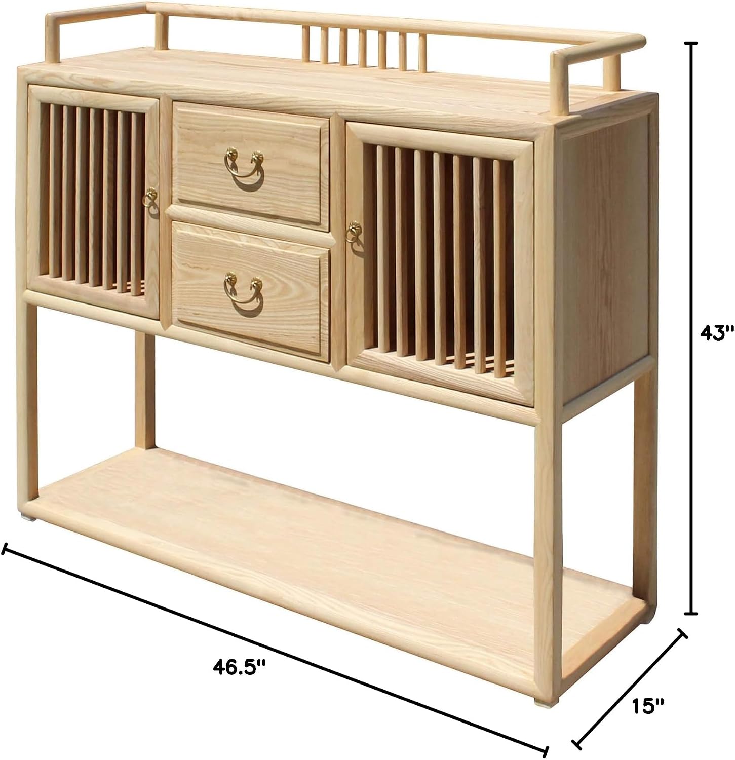 Chinese Raw Wood Open Display Storage Side Table Cabinet Acs5191