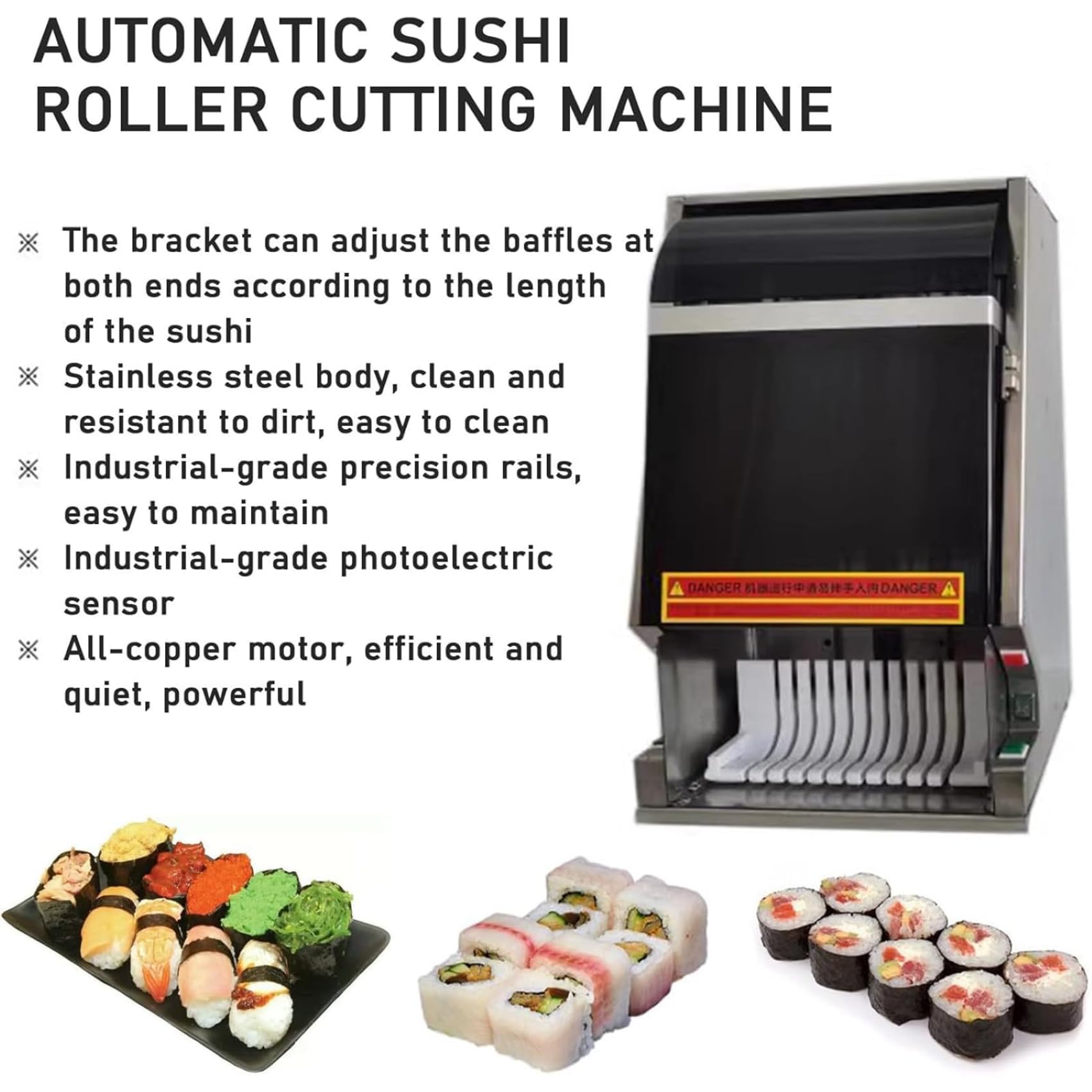 Sushi Rollschneider, Edelstahlklinge für gleichmäßige Schnitte, perfekt für Zuhause, Küche und Restaurants