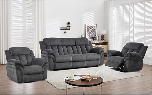 Miniatura 19 de CANMOV Juego de sofá reclinable, sofá biplaza reclinable manual con reposabrazos sobrerelleno para sala de estar, muebles de dormitorio, oficina, 2